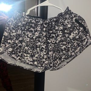 Lululemon black and white floral shorts